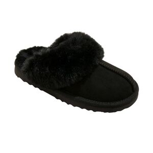 Cat & Jack Black Fuzzy Slippers Girls Size 1